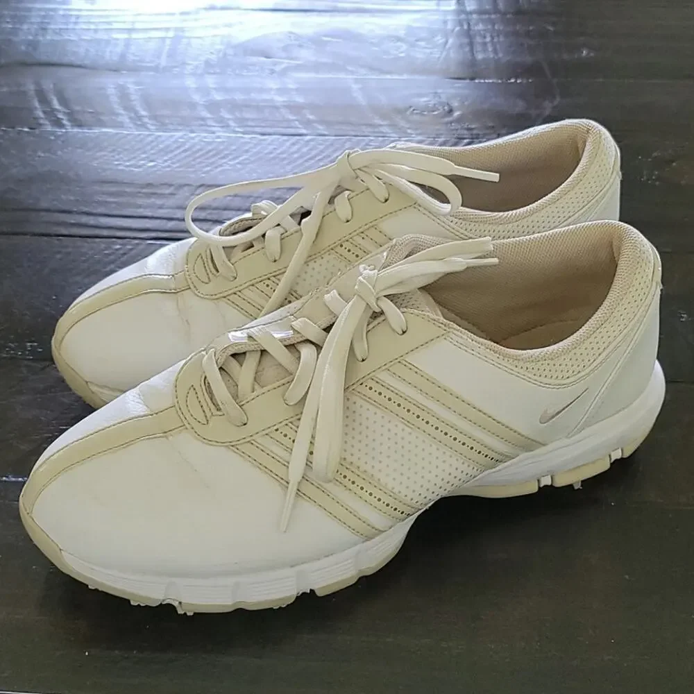 NIKE Golf Cleats Power Channel Athletic Lace Up Y2K 90s Size 10 White